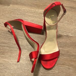 Red Strapy Satin Size 8 LuLu’s heels